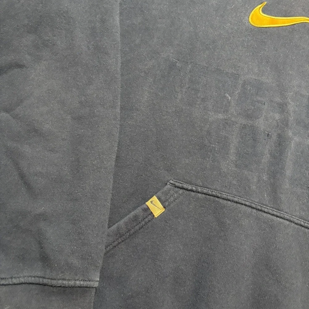Vtg Nike Hoodie Sweatshirt Mens Large Navy Blue Faded Gold Center Swoosh Y2K 00s